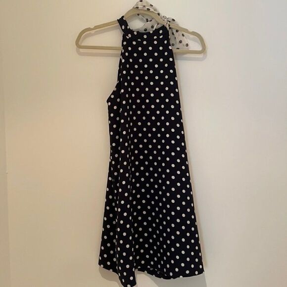 Zara Polka Dot Tie Neck Retro 60s Dress - Picture 2 of 5